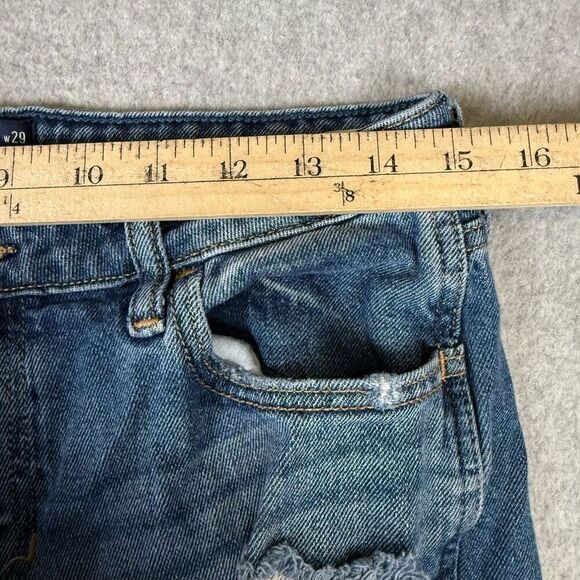Hollister Womens Size 29 Low Rise Cropped Boyfriend Denim Jeans Blue Destroyed - Picture 2 of 9
